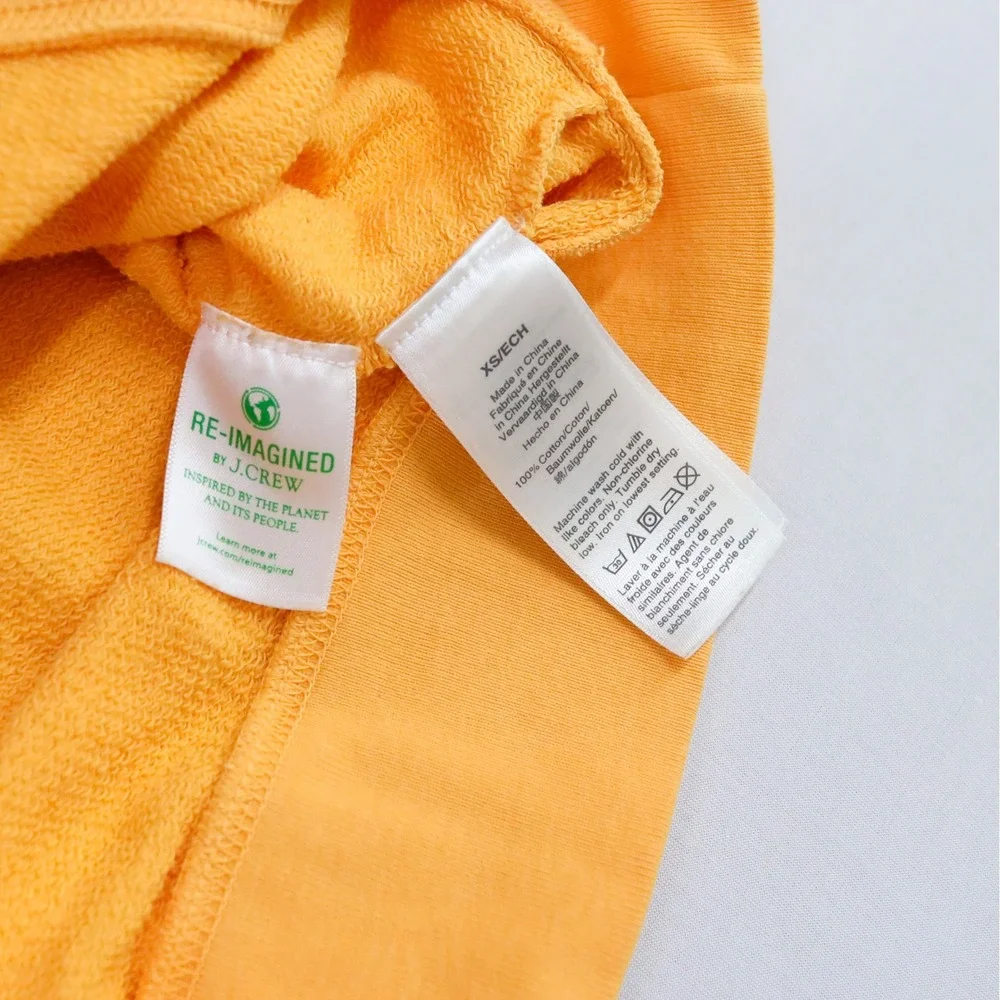 J.Crew‎ Vintage Fleece Sweatshirt Women XS Yellow Raglan Crewneck Lightweight